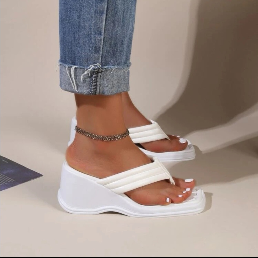 Minimalist Thong Wedge Mules